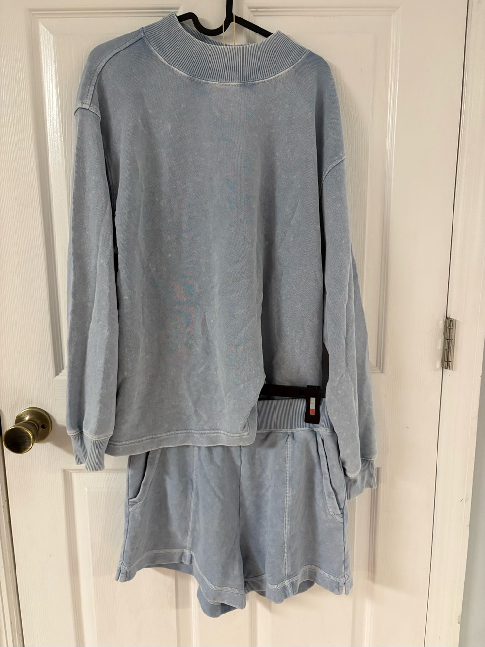 NEW aerie Light Blue hoodie Pullover sweatshirt & Shorts Set